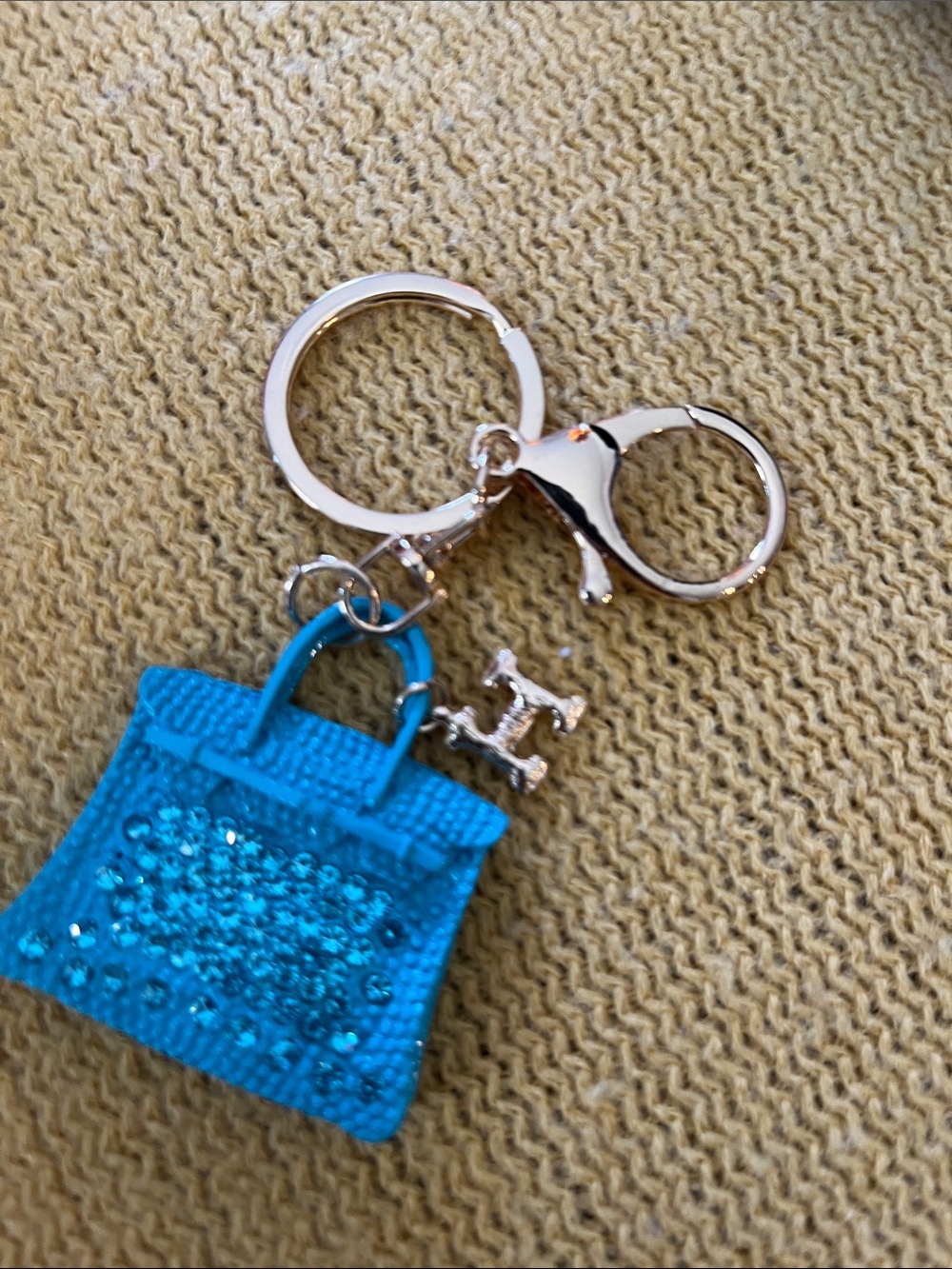H Logo Blue Bag Charm Keychain bag charm